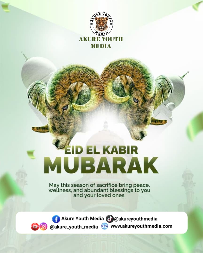Akure Youth Media warmly celebrates with the Muslim Ummah in Akure South, Akure North, Ondo State, and Nigeria at large on the occasion of this year’s Eid-el-Kabir.